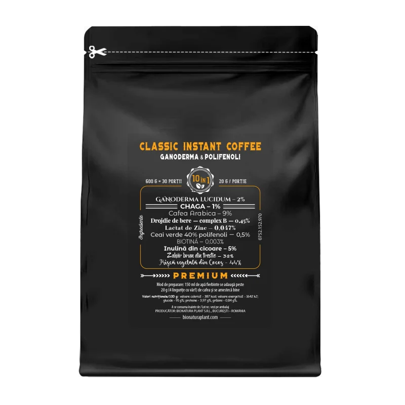 Clasic Instant Coffee 10in1 cu Ganoderma+Polifenoli – 600g veg (30 de portii) 1