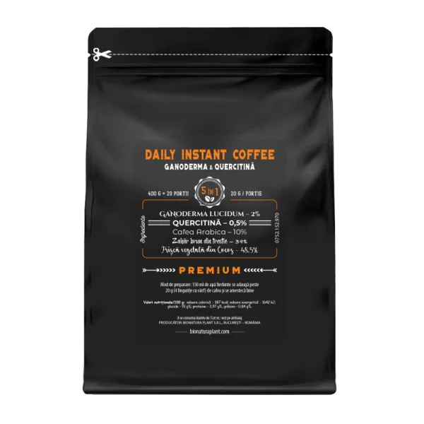 Daily Instant Coffee 5in1 cu Ganoderma+Quercitina – 400g veg (20 de portii) 1