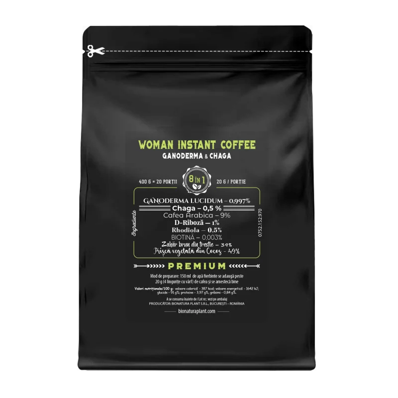 Woman Instant Coffee 8in1 cu Ganoderma si Chaga – 400g veg (20 de portii) 1