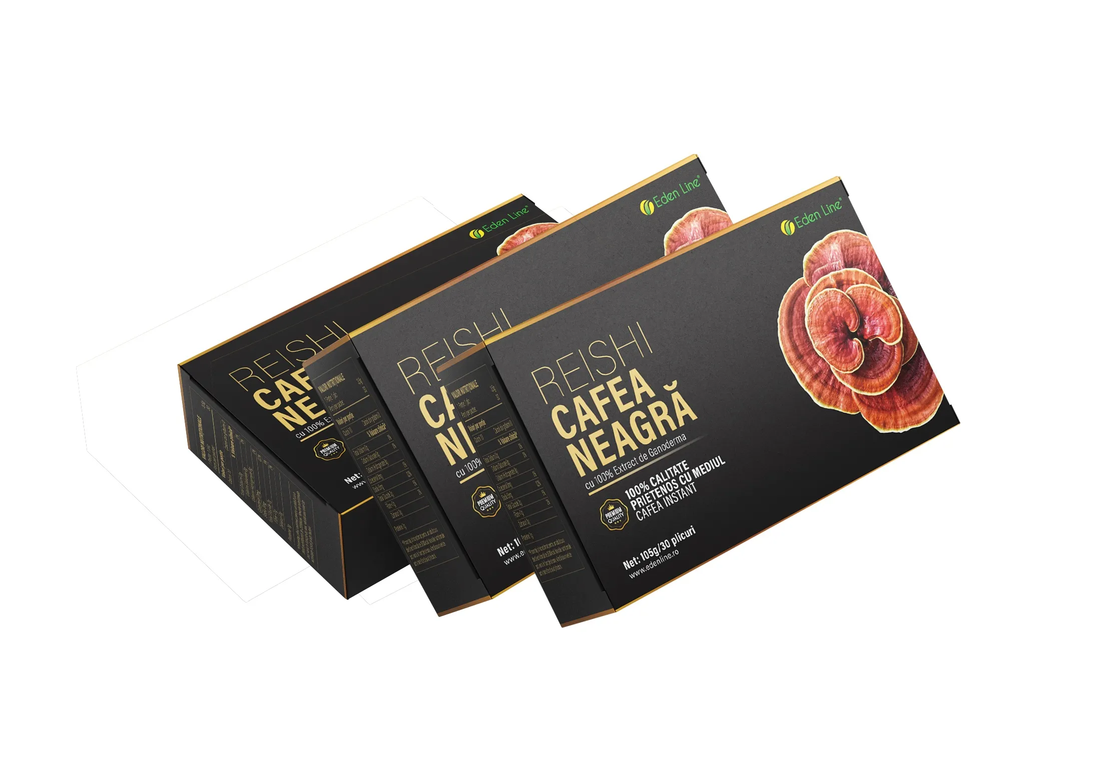 3 Cutii Cafea neagra cu Ganoderma 1